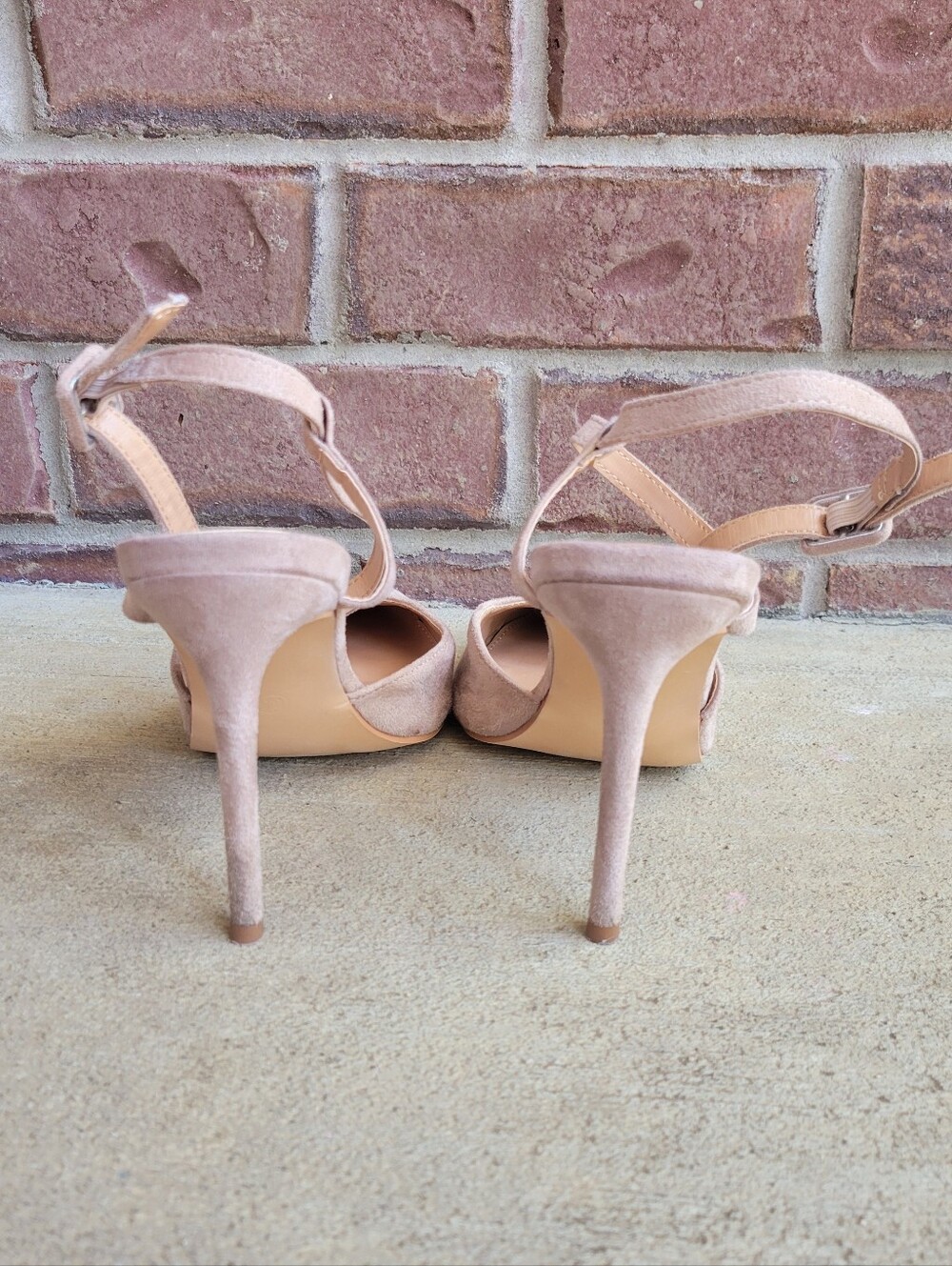 Lulus Taupe Suede Heels Pointed Toe Ankle Strap Pumps Womens 6.5 Wedding Neutral - Picture 4 of 7